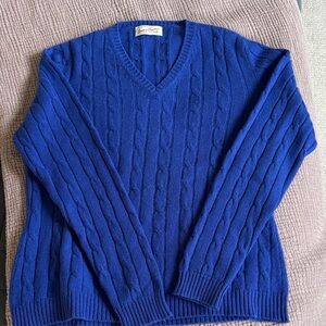 Scott & Charter Royal Blue Cashmere V-Neck Sweater